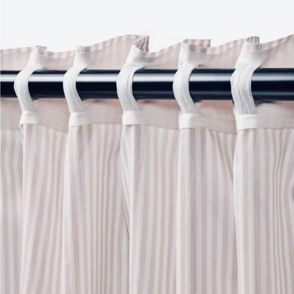 NWT pair of 2 panel curtains neutral color beige stripes LONG 47x98”